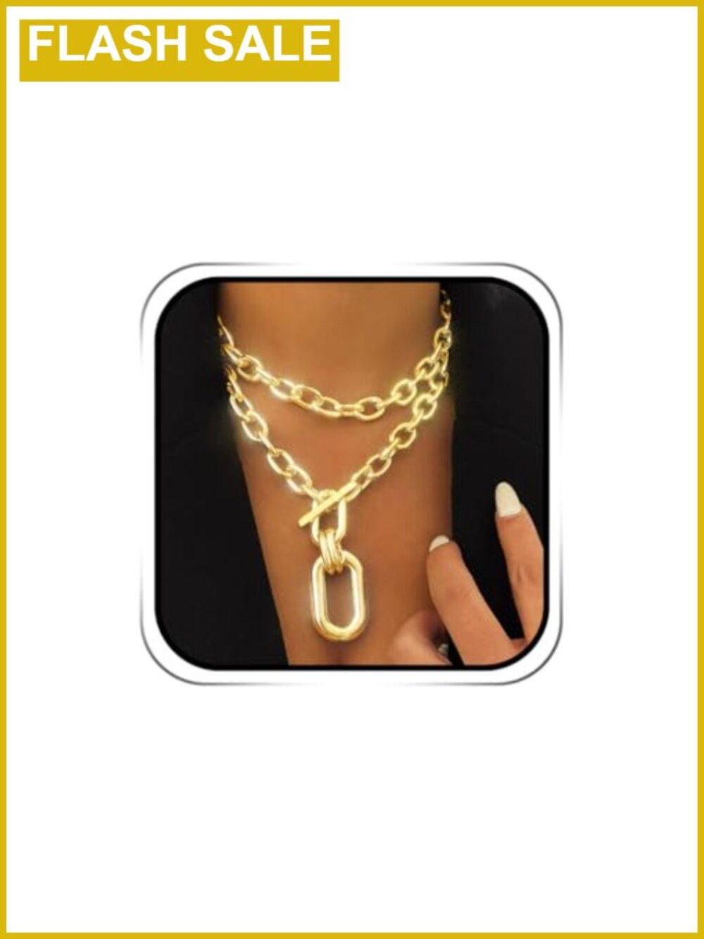 Chunky Layered Choker Necklace Acrylic Alloy Punk Chain Adjustable